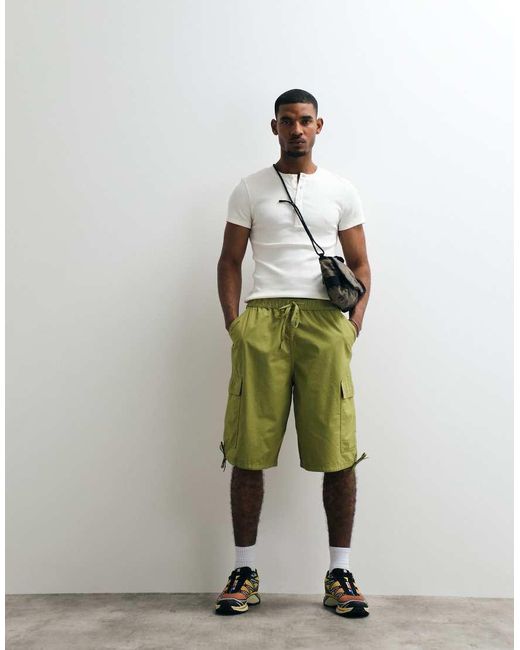 Collusion White Fitted Short Sleeve Henley Top for men