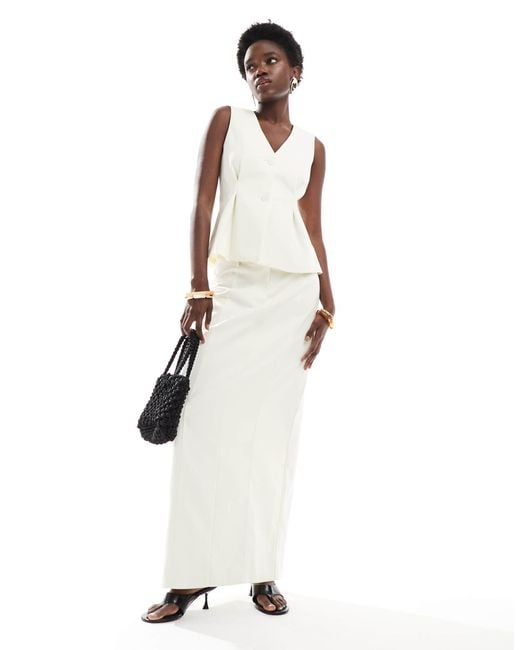 4th & Reckless White Tailored Pleat Detail Waistcoat Co-Ord