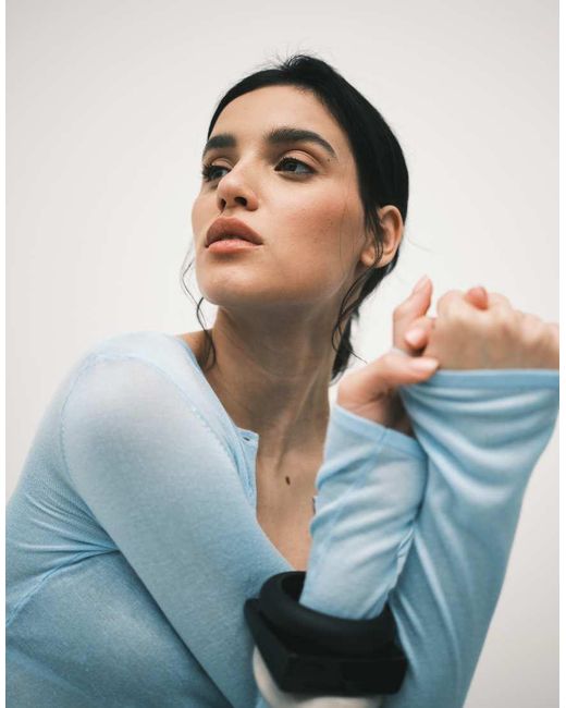 ASOS Blue Sheer Second Skin Cardigan