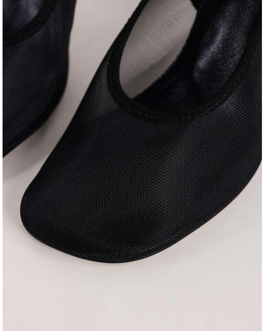 TOPSHOP Black Arrow Sling Back Mesh Heeled Shoe