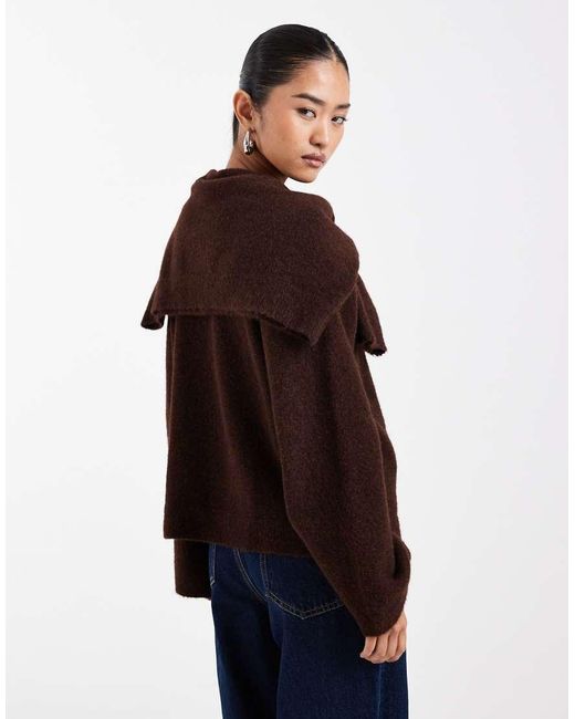 ASOS Blue Knitted Jumper With Wool And Scarf