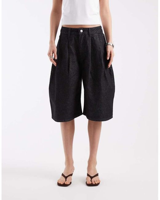 ASOS Black Oversized Pleat Bermuda Short