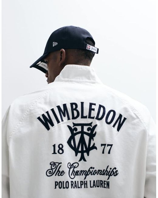 Polo Ralph Lauren White Wimbledon Capsule Embroidered Script Logo Back Print Jacket for men