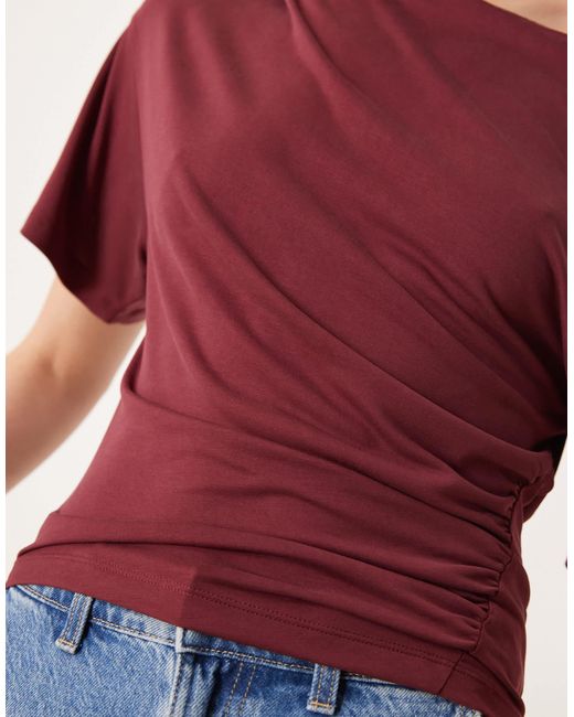 ASOS Red Modal Off Shoulder Drapey Top