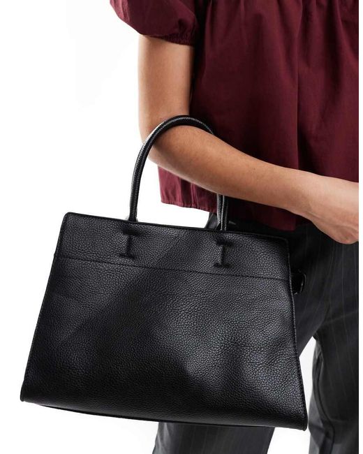 ASOS Black Double Buckle Side Detail Tote Bag