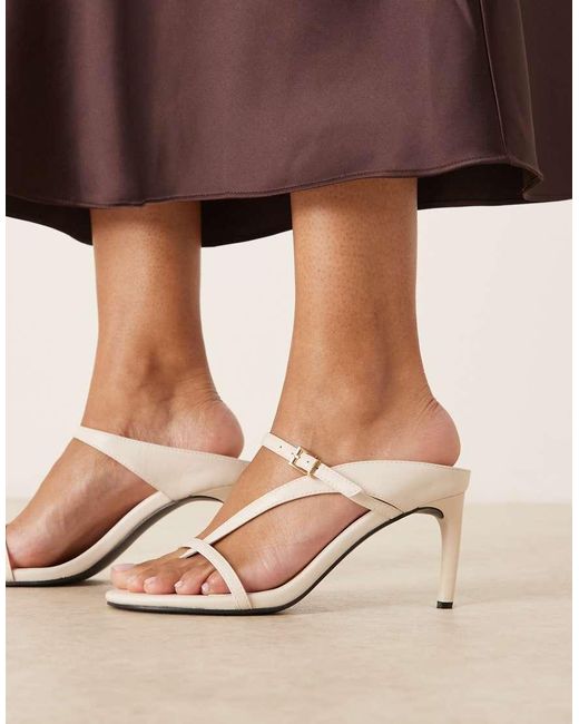 Glamorous Natural Heeled Mule Sandals