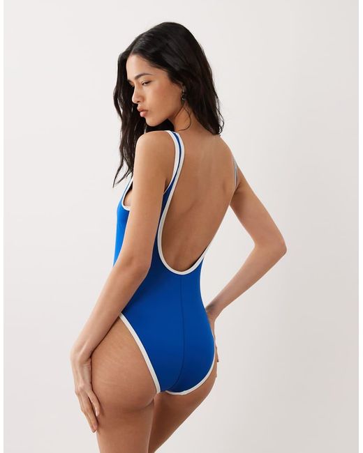 Speedo Blue Solid Scoop Bound Swimsuit