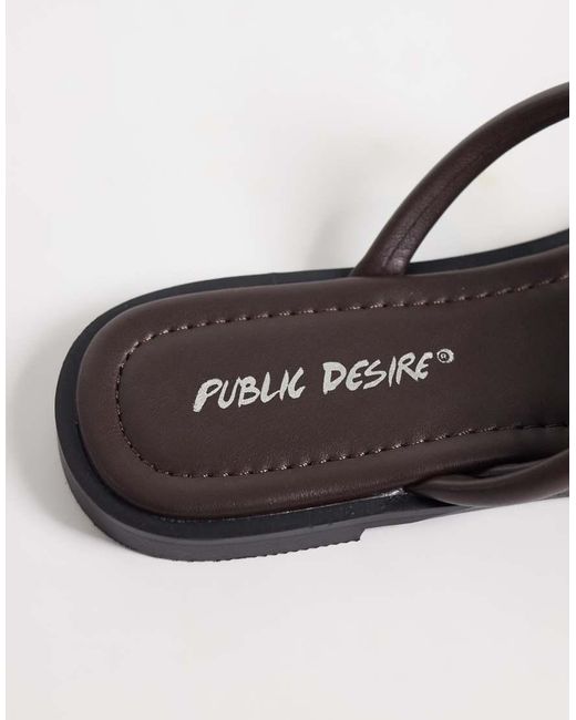 Public Desire White Farron Flat Sandals With Stone Applique