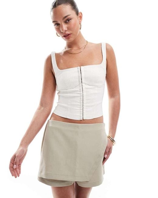 Stradivarius White Corset Top