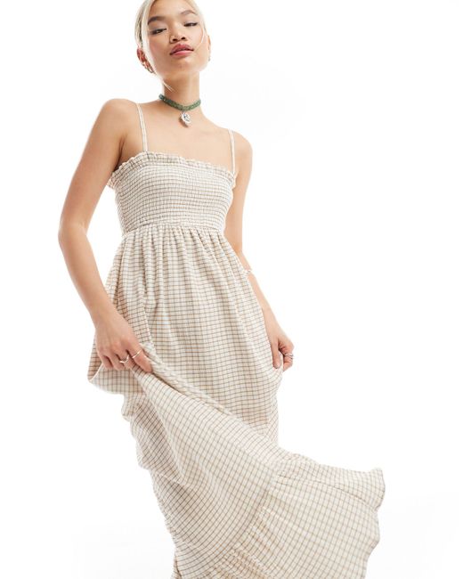 Daisy Street White Shirred Cami Midaxi Dress
