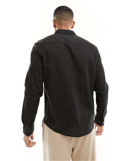ASOS – elegantes regular-fit-hemd in Black für Herren