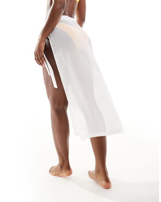 Threadbare White Beach Midi Skirt