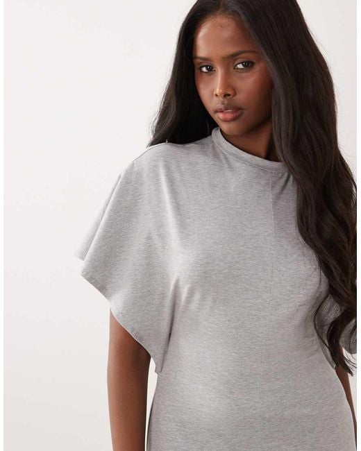 ASOS Natural Short Batwing Sleeve Maxi Dress With Exposed Seam Detail