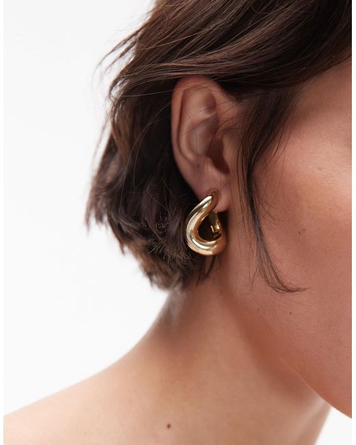& Other Stories Brown Chunky Twisted Hoop Earrings
