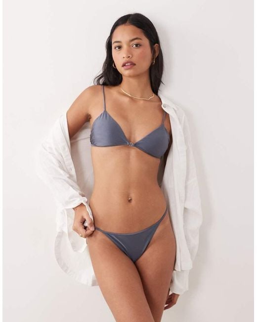Mango Blue Bikini Bottom With Silver Hardwear Detailing