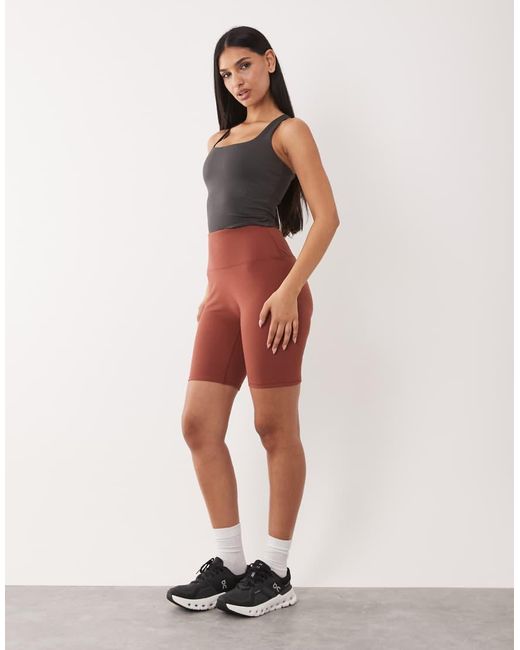 4505 Red Hourglass Icon High Waist 8-inch legging Shorts