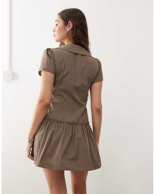 Collusion Brown Mini Shirt Dress