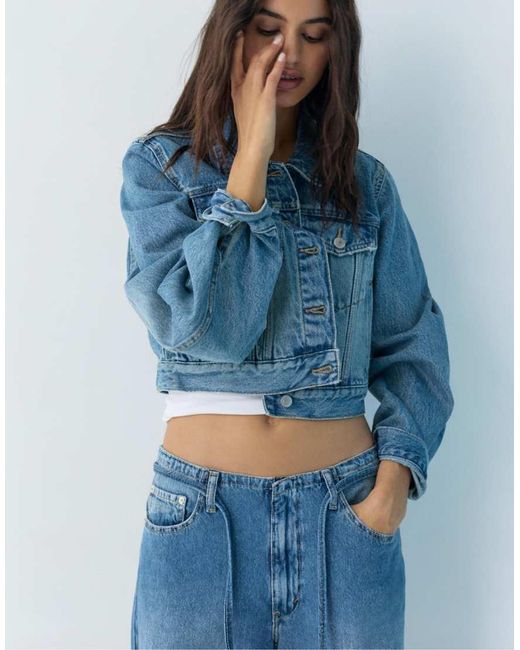 Pull&Bear Blue baggy Jeans With Drawstring