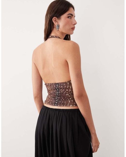 Motel Brown Cosimo Halter Mesh Top