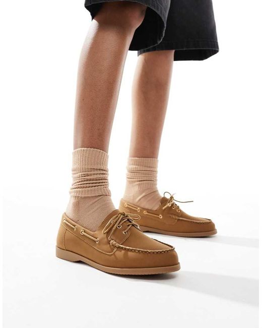 Scarpe Da Barca Stringate Marroni di London Rebel in Brown
