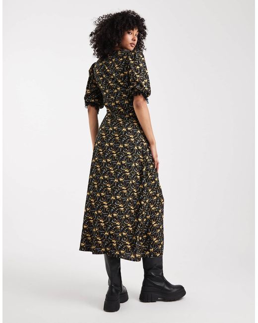 Miss Selfridge Multicolor Lace Trim Button-through Maxi Dress
