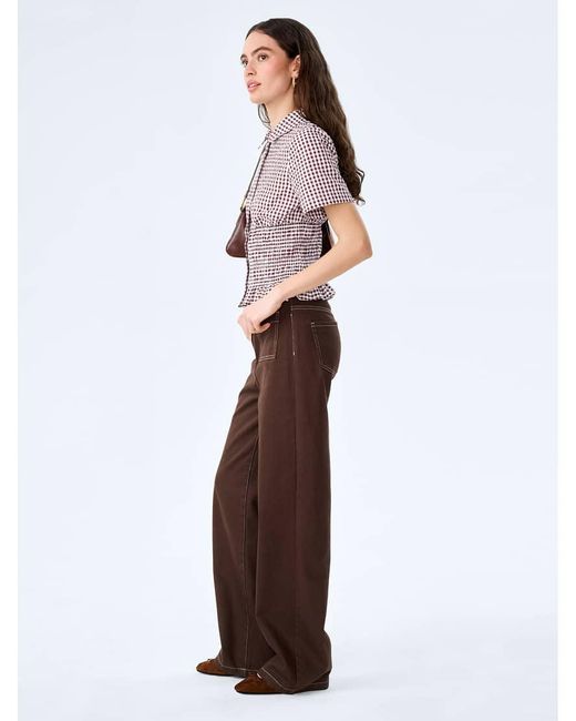 OMNES Blouses/Shirts Merida Cotton Seersucker Gingham Blouse With Shirred Waist