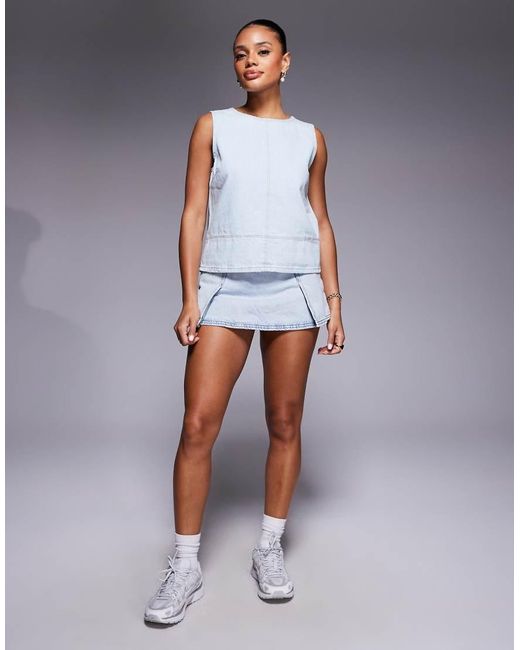 River Island Denim Top Met Wassing in het Gray