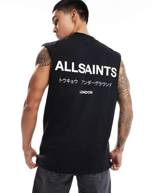AllSaints Black Underground Oversized Tank for men