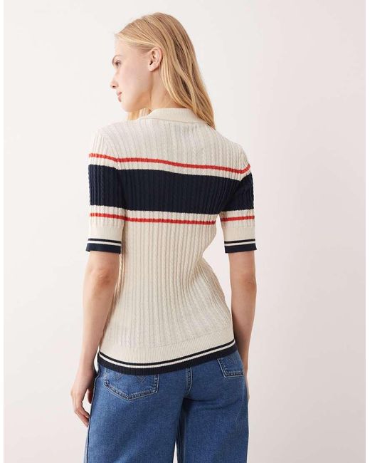 Gant Blue Button Up Polo Sweater With Stripe
