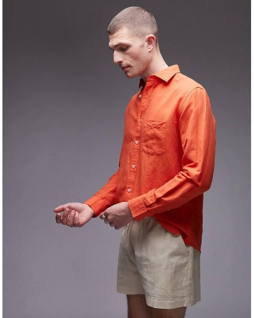 Camicia A Maniche Lunghe di Mango in Red da Uomo
