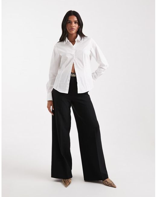 Pieces White Cinched Waist Shirt
