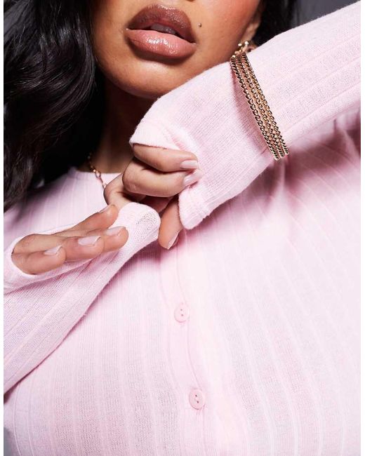 Cárdigan Ajustado Con Botones De ASOS de color Pink