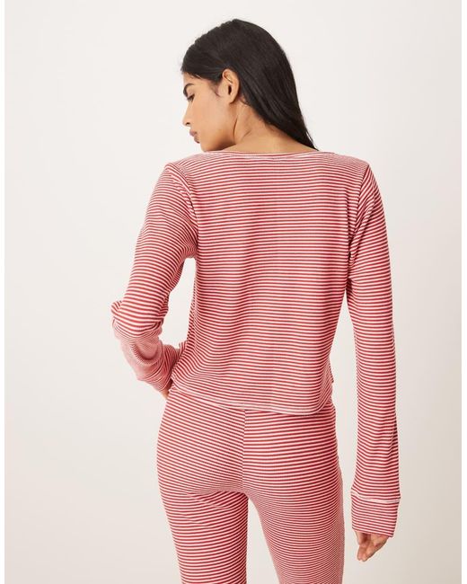 Hollister Pink Gilly Hicks Waffle Long Sleeve Crop Top Co-Ord