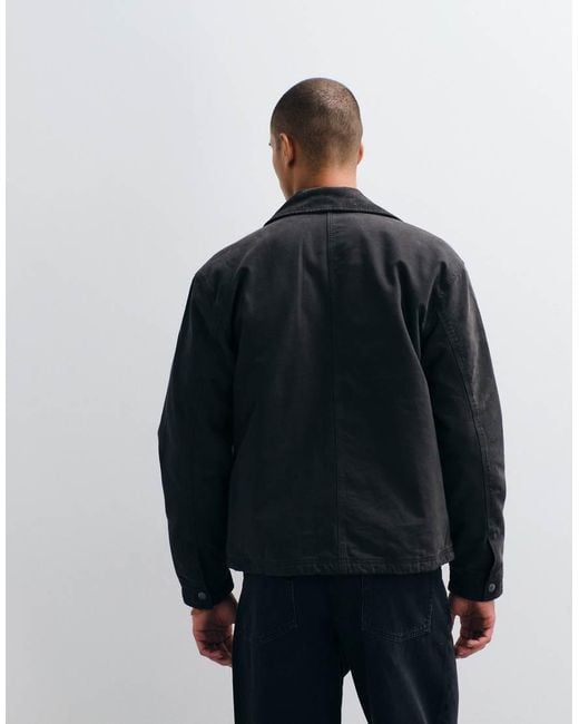 Abercrombie & Fitch Blue Zip Up Canvas Worker Jacket for men