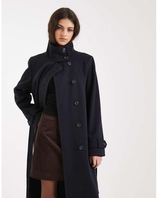 Miss Selfridge Black Formal Funnel Coat