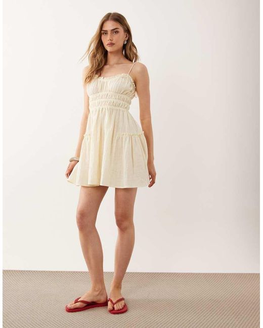 ASOS Natural Faith Beach Shirred Mini Sundress