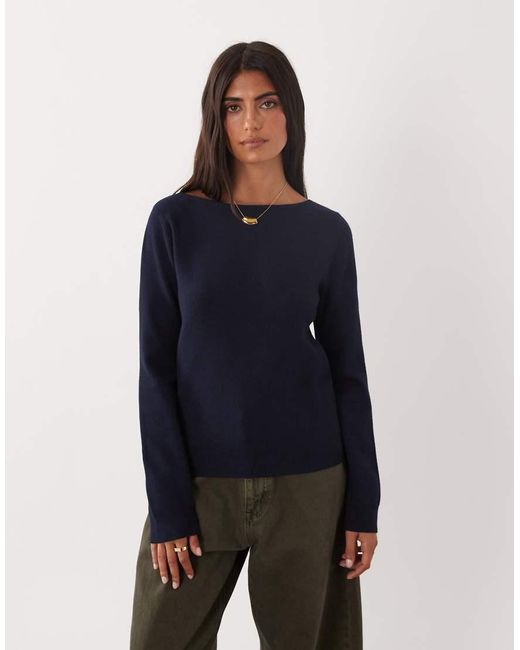 Mango Blue Boat Neck Jumper