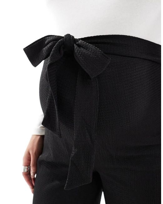 Mama.licious Blue Mamalicious Tie Waist Detail Wide Leg Jersey Trouser