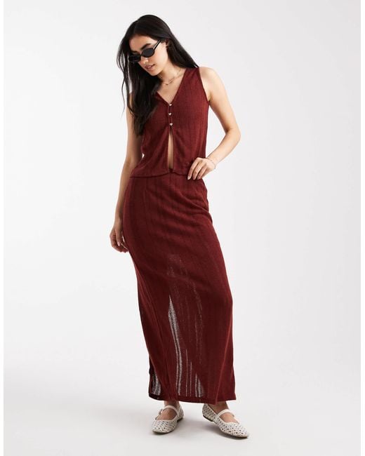 Vero Moda Red Self-stripe Knit Sleeveless Top