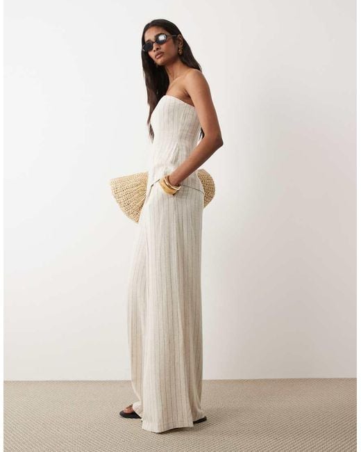 Miss Selfridge Natural Tailored Linen Look Palazzo Pants