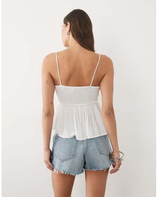 Mango Blue Teen Beaded Tie Front Cami Top