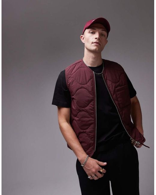 ARKET Brown Quilted Gilet With Zip Front for men