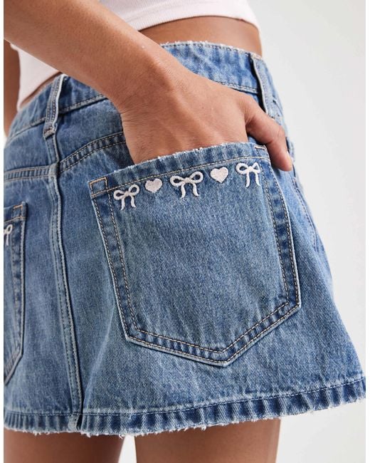 Hollister Blue – bestickter mini-jeansrock
