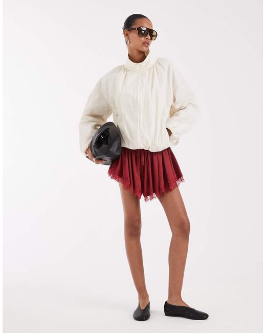 ASOS White Oversized Bubble Hem Track Jacket