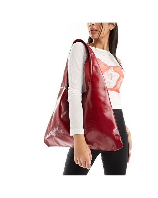 Public Desire Red Slouchy Shoulder Tote Bag