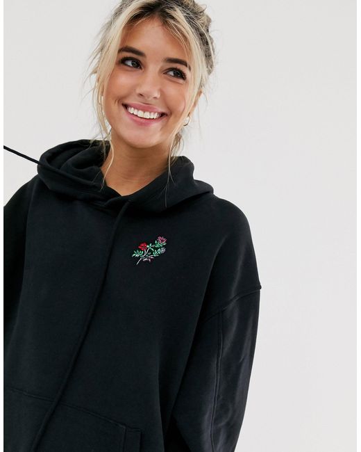 Levi s Black Hoodie With Floral Embroidered Back Logo Lyst Australia
