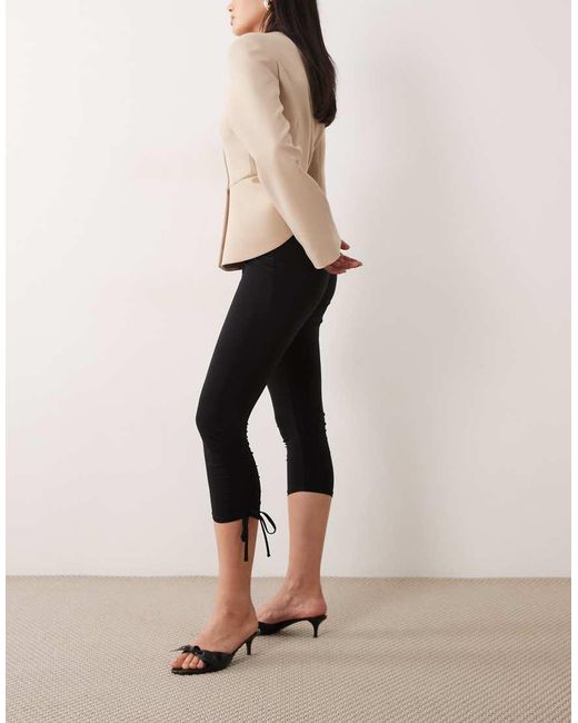 ASOS Natural Slinky Drawstring Capri Trousers