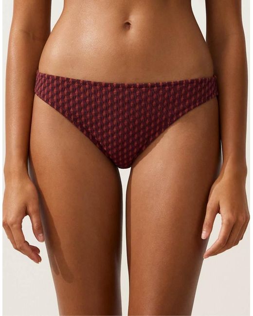 Oysho Brown Geometric Jacquard Classic Bikini Briefs