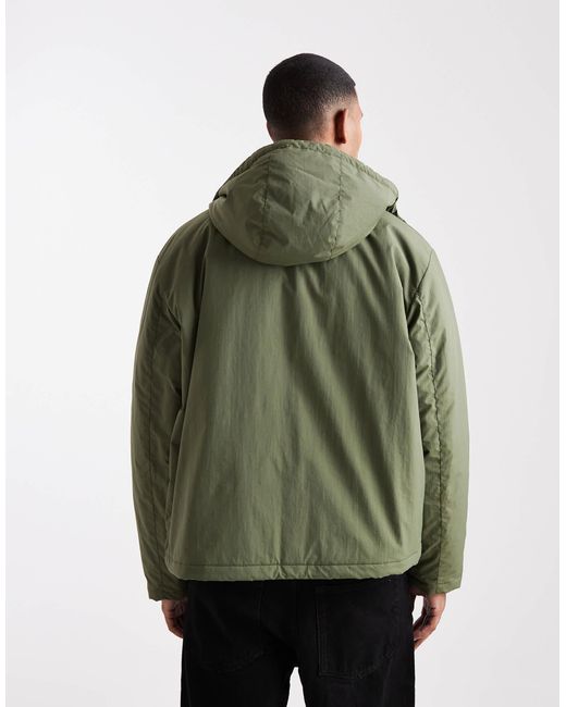 Threadbare Black Padded Showerproof Hooded Parka for men