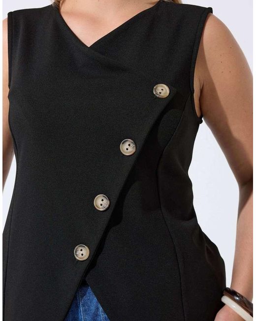 Yours Clothing Blue Asymmetric Button Waistcoat
